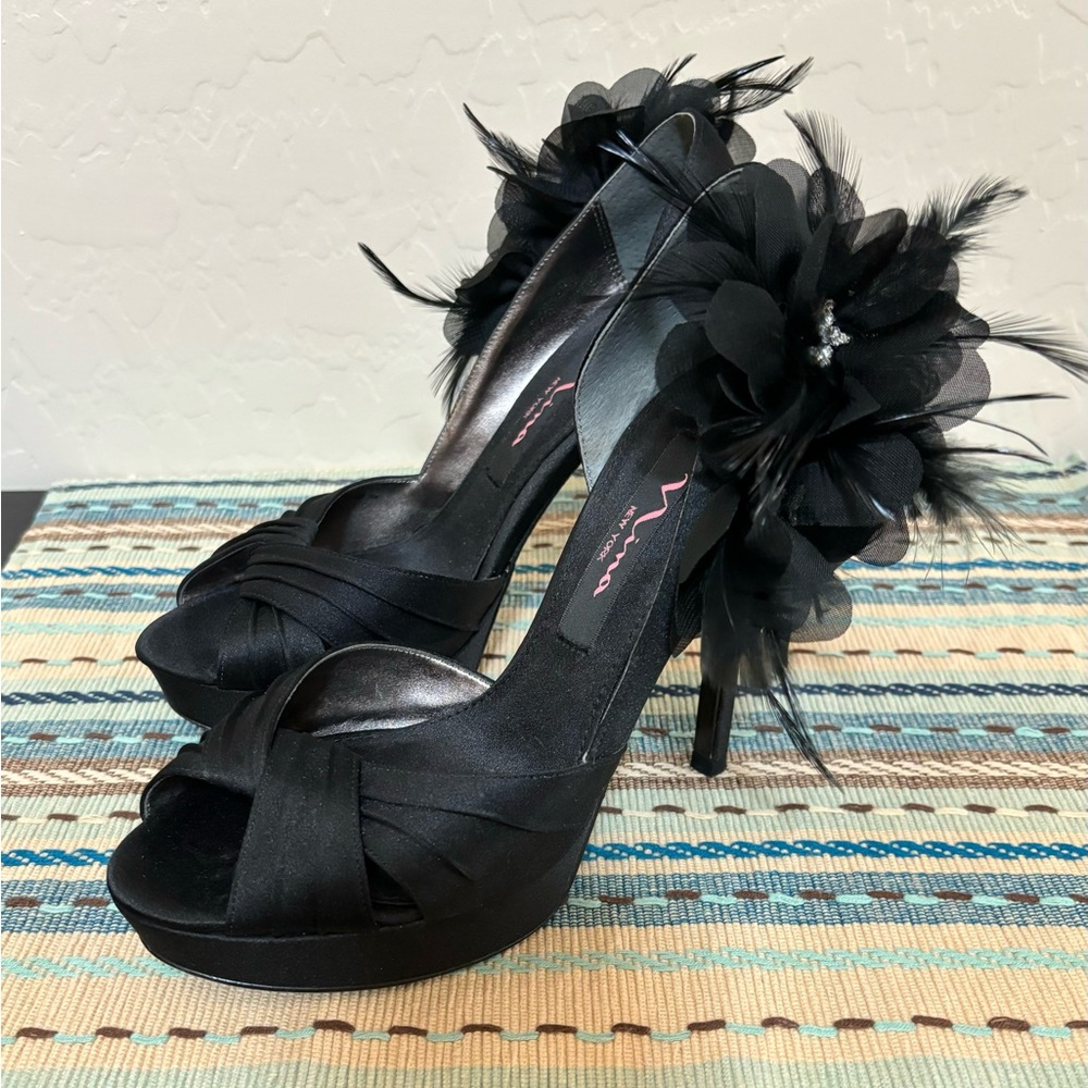 NINA 🖤 Satin Mabell Platform Heels - Picture 8 of 16